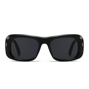 Classic black oversized square sunglasses with metal cross accents and dark lenses