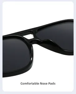 Close-up of the comfortable integrated nose pads on black oversized retro sunglasses