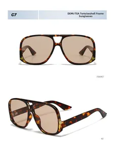 Front and 45-degree macro views of tortoise shell sunglasses with double bridge detail