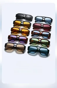 Matrix display of oversized pilot sunglasses in various lens tints and frame colors