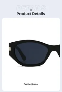 Detailed close-up of polygon sunglasses featuring black frames and silver metal accents