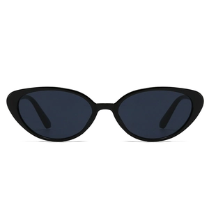 Occhiali da sole retrò cat-eye con montatura nera e lenti grigio scuro per uomo e donna