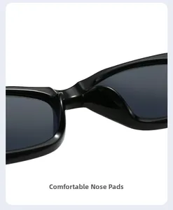 Close-up of ergonomic integrated nose pads on black vintage cat-eye sunglasses