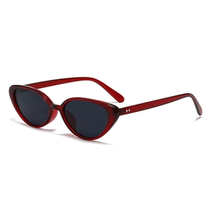 Occhiali da sole cat-eye retrò con montatura rosso scuro e lenti grigio scuro