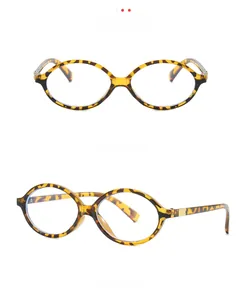 Detailed view of tortoiseshell oval frame glasses with anti-blue light filter lenses