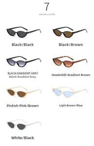 Close-up of vintage cat-eye sunglasses collection in various colors and lens finishes