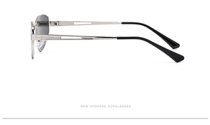 Detail of silver cat-eye sunglasses featuring hollow metal temples and anti-slip tips