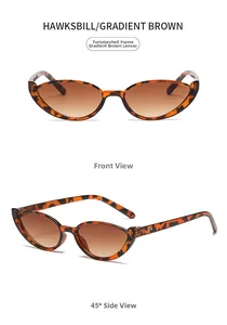 Front and side view of vintage cat-eye sunglasses with tortoiseshell frames and brown lenses