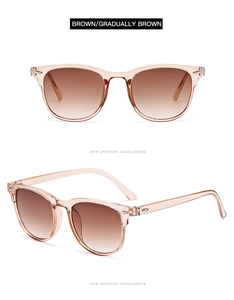 Vues de face et de profil à 45 degrés de lunettes de soleil marron avec rivets argentés
