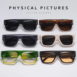 Flat top oversized sunglasses collection in six colors with decorative side rivets
