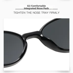 Close-up of comfortable integrated nose pads on black vintage small frame sunglasses