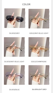 Grille détaillée des options de couleurs pour lunettes de soleil Y2K sans monture