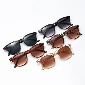 Cinq paires de lunettes de soleil carrées classiques en noir, écaille et champagne