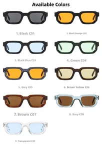 Collection de lunettes de soleil rectangulaires en neuf finitions rétro et classiques