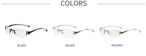 Lunettes de soleil Y2K sans monture en trois couleurs avec détails d'étoiles et métal