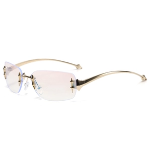 Lunettes De Soleil Étoile Sans Monture En Métal Mode Y2K Verres Dégradés Lunettes Vintage Protection UV Femmes