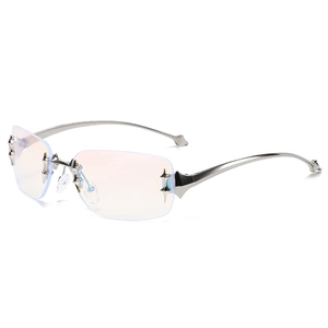 Lunettes de soleil Y2K sans monture avec verres dégradés et rivets étoiles en métal
