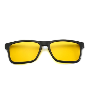 Black TR90 magnetic frame with yellow night vision polarized clip-on lenses