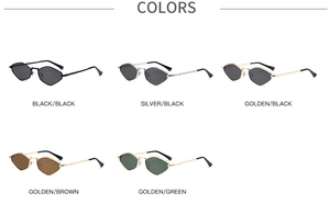 Opzioni multiple di colori per occhiali da sole poligonali in metallo, oro e argento