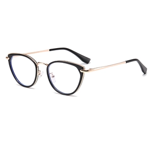 Monture Lunettes Femme Oeil de Chat Métal Anti Lumière Bleue Vintage Alliage de Cuivre Lunettes Optiques Pour Bureau