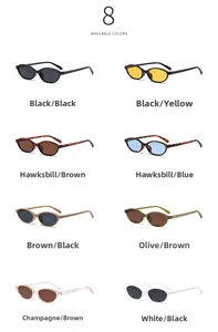 Griglia dettagliata di occhiali da sole ovali vintage in nero, tartaruga e colori vari