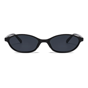 Occhiali da sole ovali neri classici con lenti scure in stile vintage minimalista per tutti