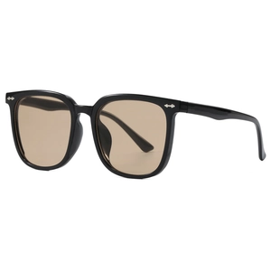 Classic oversized black square sunglasses with brown lenses and silver arrow accents