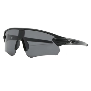 Lunettes de cyclisme sport avec monture noire mate et verres gris anti-UV surdimensionnés