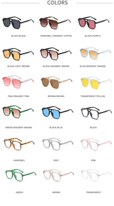 Grille détaillée présentant 18 couleurs de lunettes d'aviateur oversize aux tons gelée