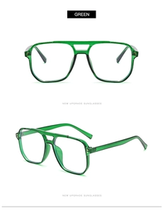 Détail des lunettes aviateur vertes avec monture à double pont et charnières métal