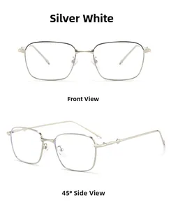 Vues détaillées de lunettes de soleil carrées en métal argenté avec branches texturées