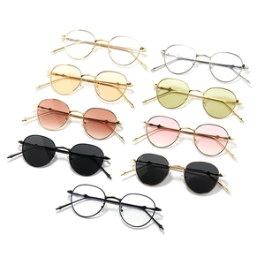 Classic oval small frame metal sunglasses in various colors for men and women