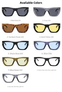 Grid display of nine color options for stylish oversized square frame sunglasses