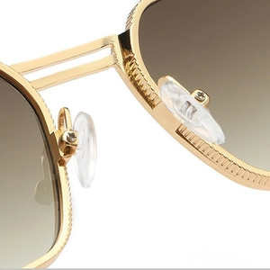 Vintage small square metal sunglasses with gold frame and gradient lenses for men and women