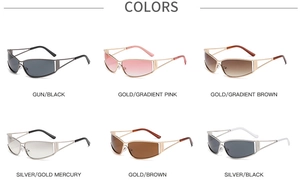 Six lunettes de soleil vintage à petit cadre avec branches en métal évidé en plusieurs couleurs