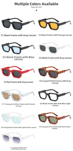 Collage de lunettes de soleil carrées rétro en plusieurs couleurs avec monture plastique