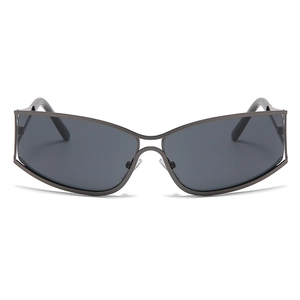 Lunettes de soleil rétro à petit cadre avec verres fumés et branches en métal évidé