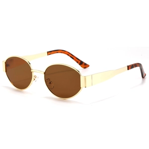 Retro Oval Sunglasses Women Metal Frame AC Lens UV400 Protection Vintage Outdoor Eyewear Fashion Accessory