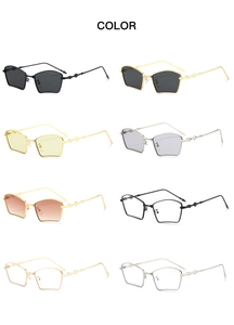 Detail showing eight color variants of polygon metal frame sunglasses with diamond texture