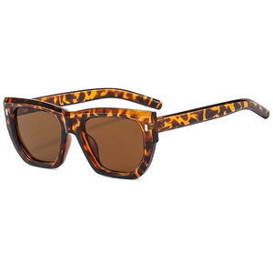 Retro oversized tortoiseshell sunglasses with brown lenses and silver rivet accents
