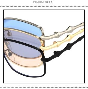 Detailed macro view of square metal frames with unique bamboo-style temples in various colors