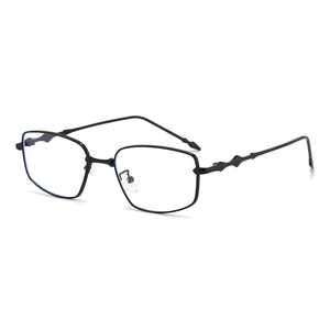 Square small frame sunglasses with slim metal legs and diamond-shaped temple details