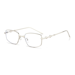 Minimalist light gold square metal frame sunglasses with decorative bamboo-joint temples
