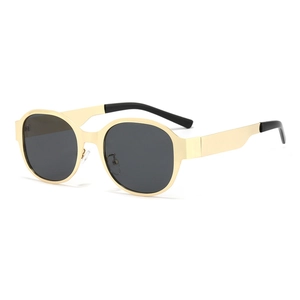 Vintage Metal Oval Sunglasses For Women Fashion Large Frame Sun Glasses Gold Frame Grey Green Brown Lens UV Protection