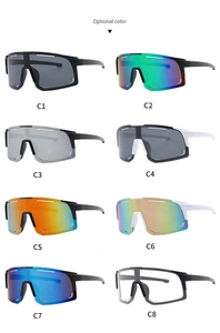 Multiple color selection for sports cycling sunglasses with wrap-around shield lenses