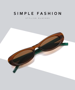 Detail view of oval tortoise shell sunglasses with green temples and dark tea lenses