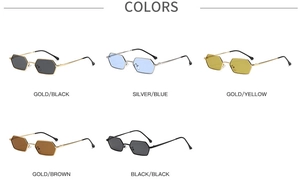 Classic small frame metal polygonal sunglasses shown in five vintage color combinations