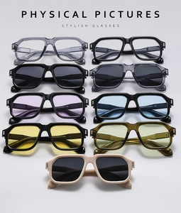 Multiple color options of retro square oversized sunglasses with rivet metal details