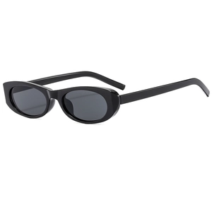 Classic black oval sunglasses with a minimalist retro design and high-gloss frame