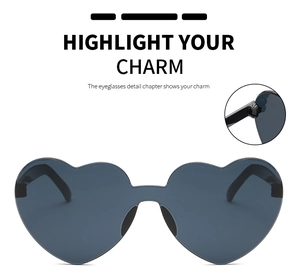 Detail of durable metal screw hinge and one-piece nose pad on heart shaped sunglasses